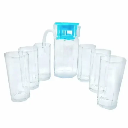 Jarro con vasos jarra juego 7 piezas vidrio 1.8 litros